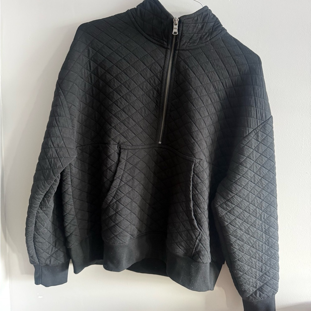 DSG Quilted Half-Zip Pullover Sweatshirt – Women’s Large – Black